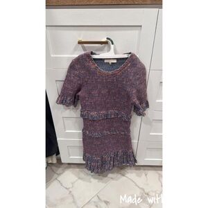 LoveShackFancy Purple Pink Tiered Ruffled Mini Dress